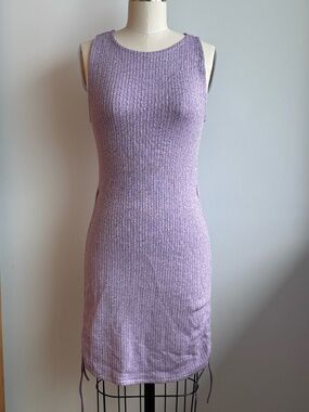 Saint Barth Lavender Metallic Ruched Knit Mini Dress